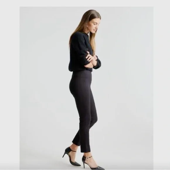 Quince Women's Black Ultra-Stretch Ponte Pants Pintuck Ankle sz XL NWOT - Picture 3 of 4